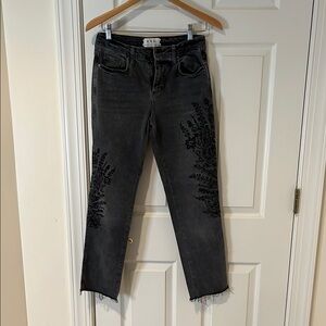 We the free Women's Black Embroidered Jeans